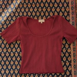 Wray Cotton Burgundy Ribbed Top